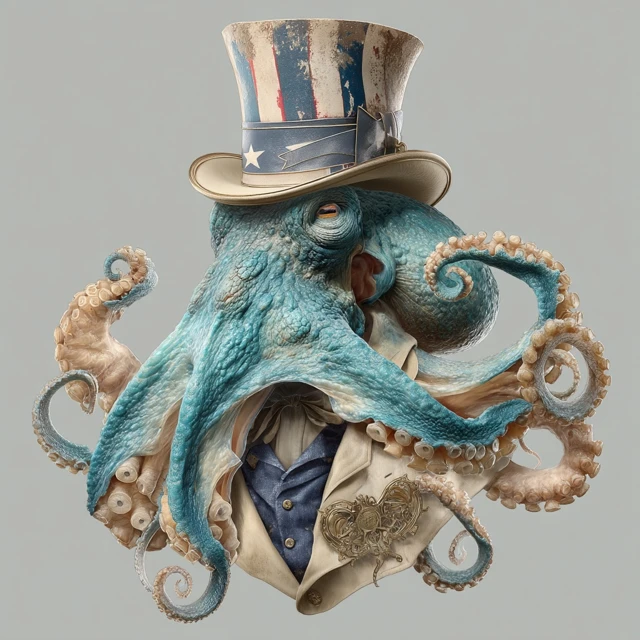 American Octopus Gentleman in Vintage Style