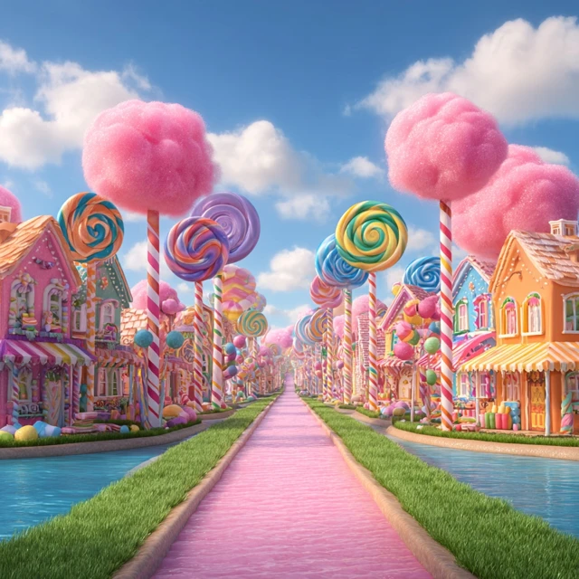 Fantasy Candyland Dreamscape Vibrant Colorful Scene