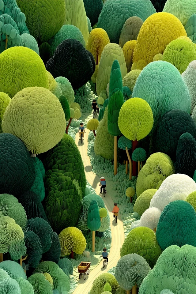 Surreal Forest Path Illustration