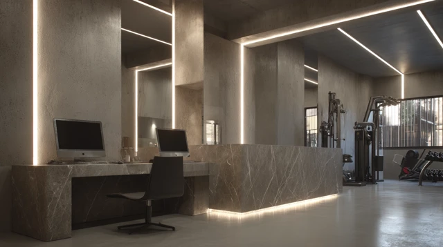 Hybrid Space Office Gym and Art Gallery