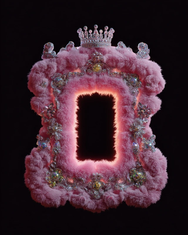 Plush Frame Soft Sculpture with Neon Fur