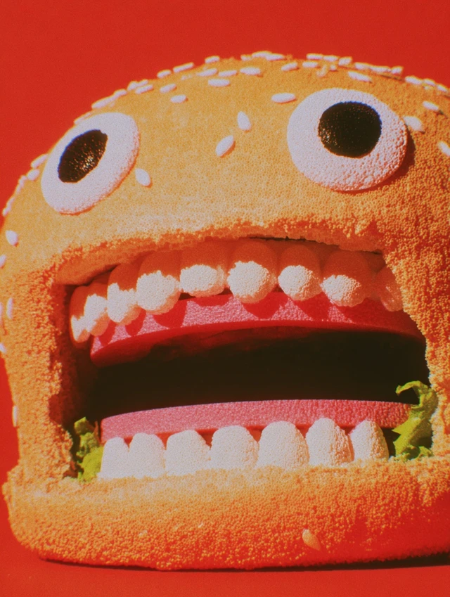 Hamburger Face Funny Food Illustration