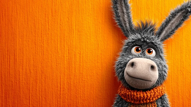 Cute Fluffy Donkey 3D Cartoon Illustration