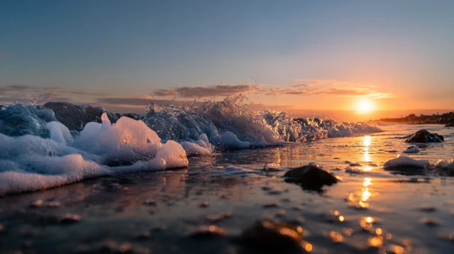 Ocean Sunset Gentle Waves Photography