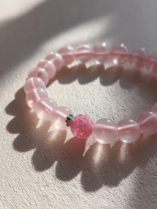 Rose Quartz Bracelet Photo: Icy Pink Bead Jewelry