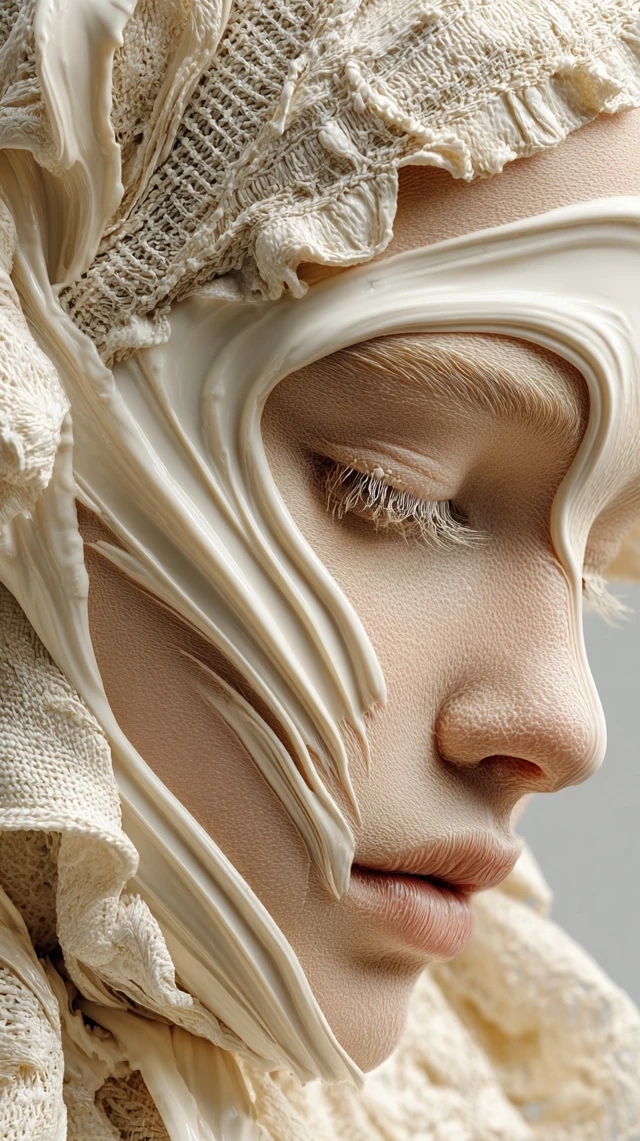 Editorial Fashion Art Cream Liquid Female Figure
