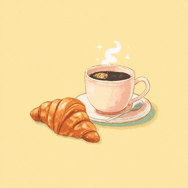 Coffee and Croissant Digital Illustration