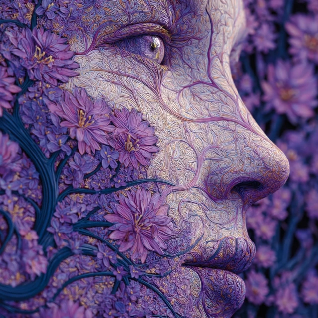 Psychedelic Floral Portrait Art Inspired by Alex Grey