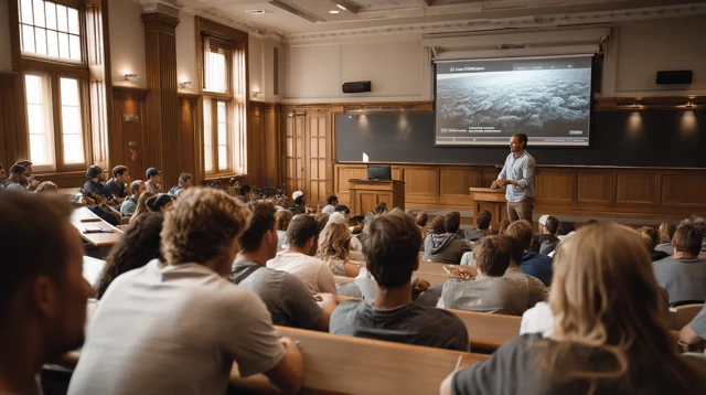 Lecture Hall Atmosphere: Cinematic Wide Shot