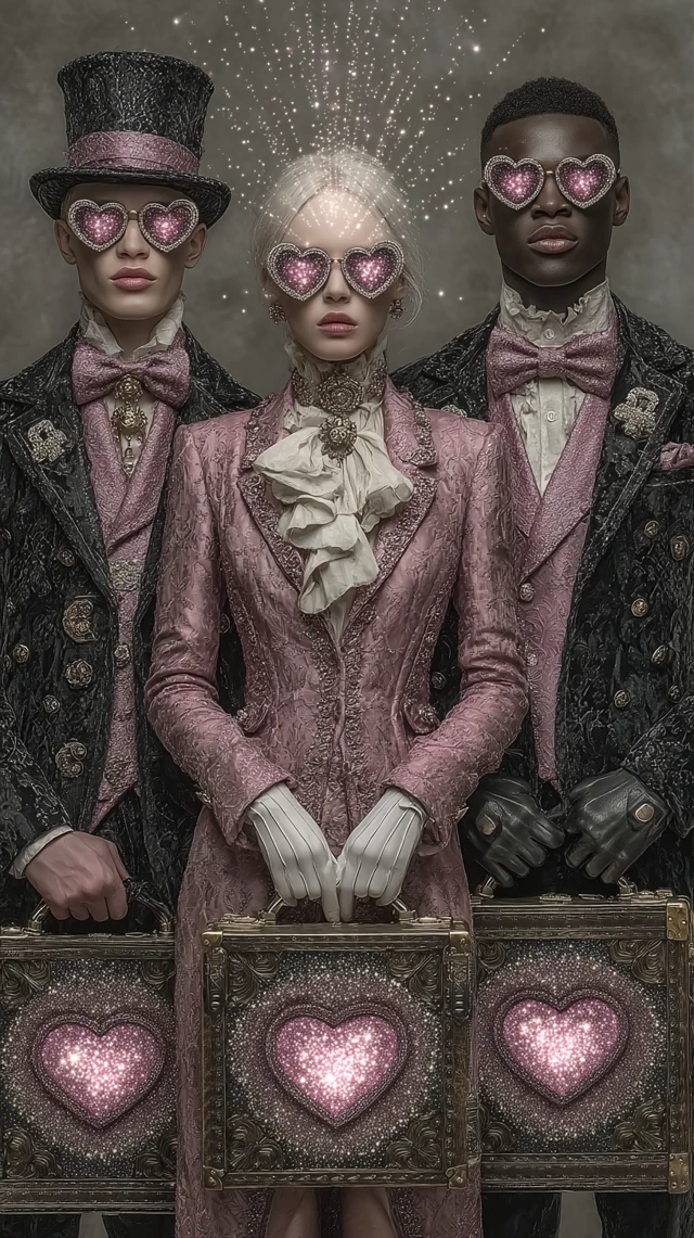 Elegant Couple with Heart Eyes Surreal Editorial