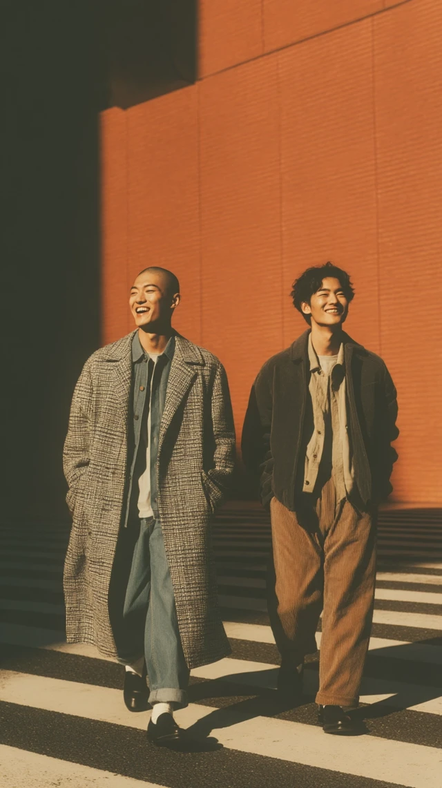 Japanese Street Style Two Men Laughing Tokyo