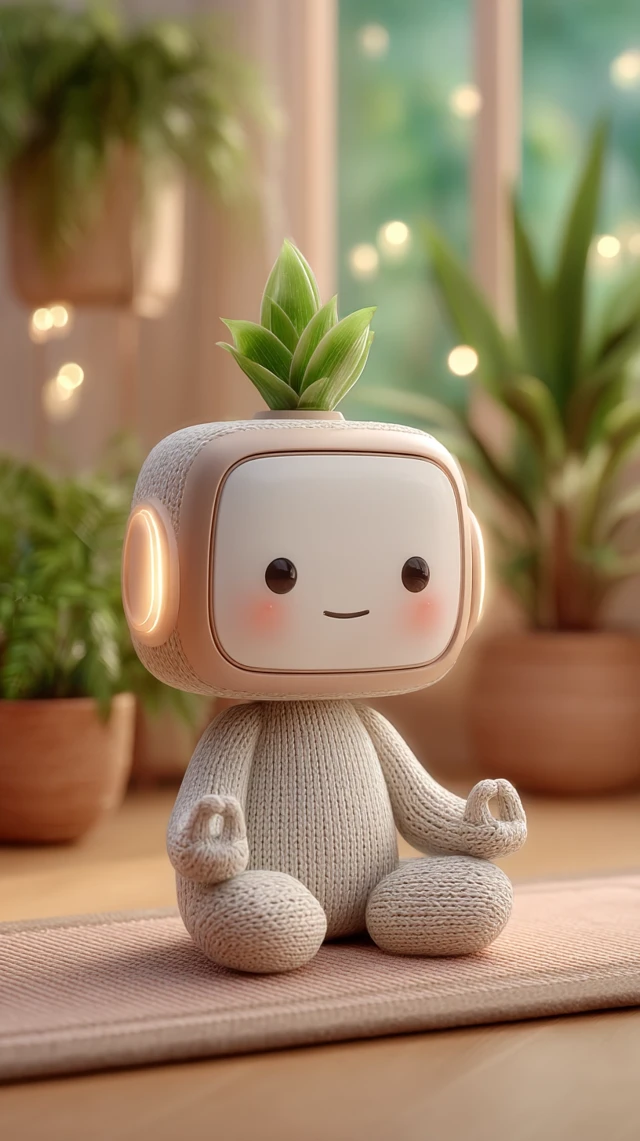 Cute Yoga Robot: 3D Cartoon Mimicking Mindfulness at Home