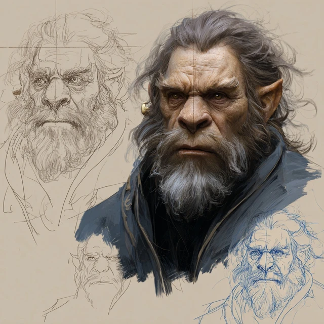 Orc Lion Fantasy Portrait Painting Sketch