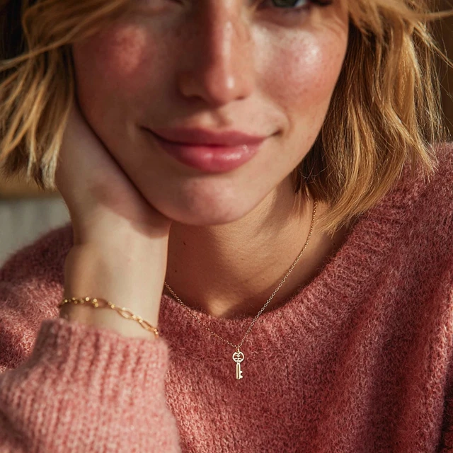 Gold Jewelry on a Female Model Soft Lighting