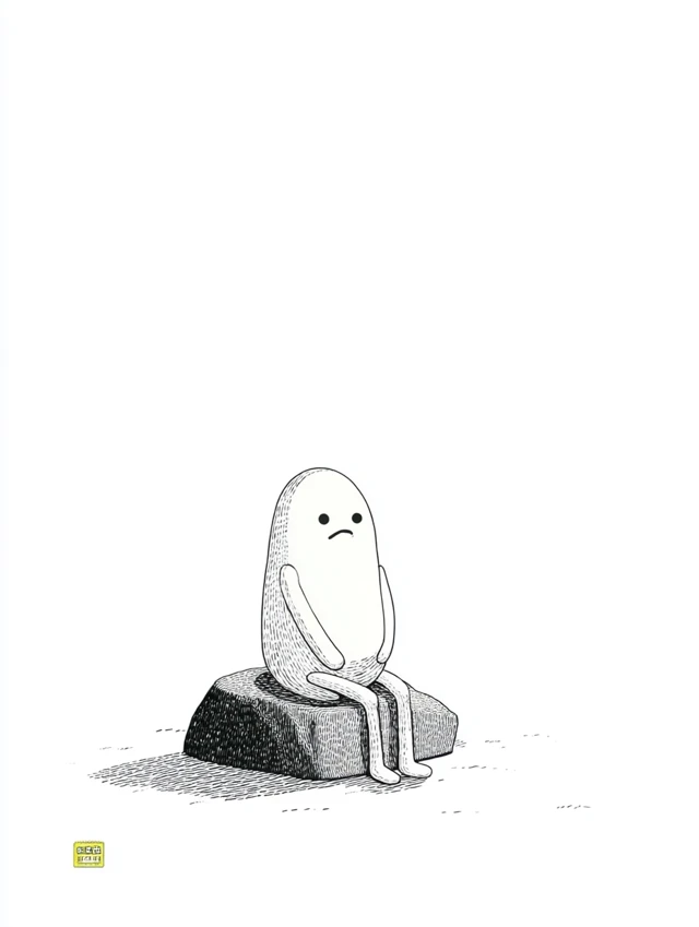 Sad Egg Character Minimalist Illustration