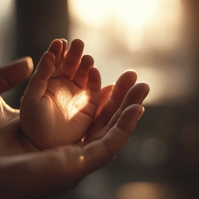 Hands Holding Heart Shaped Light Intimate Love