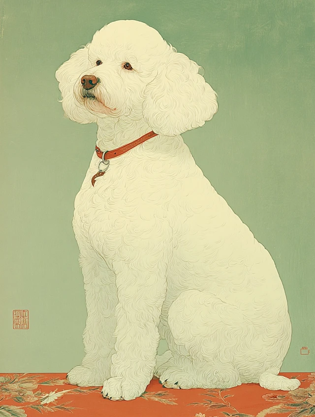White Poodle Dog Painting