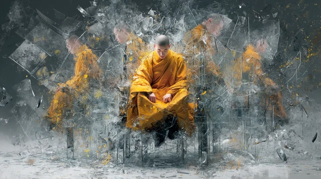 Surreal Zen Monk Stage Reflection