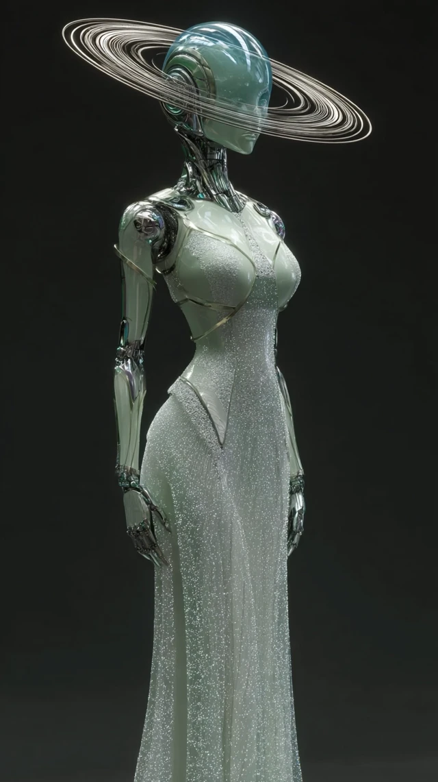 Robot in Evening Gown Futuristic Fashion Art