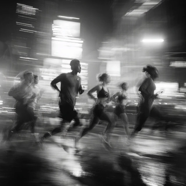 NYC Runners Night Motion Blur