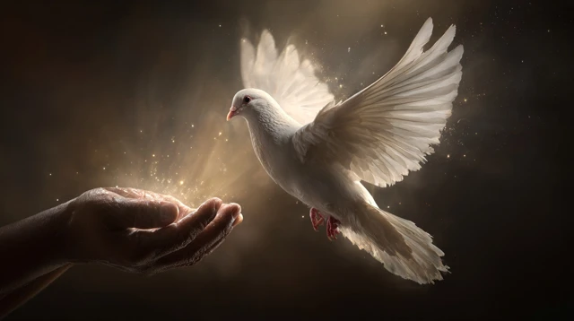 White Dove Release Spiritual Scene Photorealistic