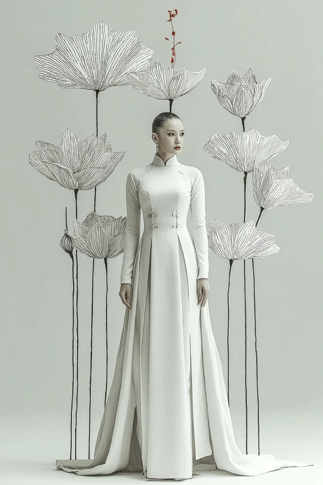Elegant Ao Dai Vietnamese Traditional Fashion Art
