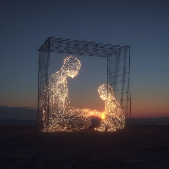 Emotional Wireframe Art Sunset Longing