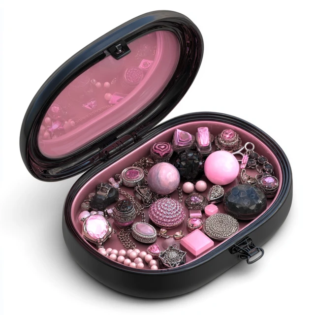 Jewelry Compact Pink and Black