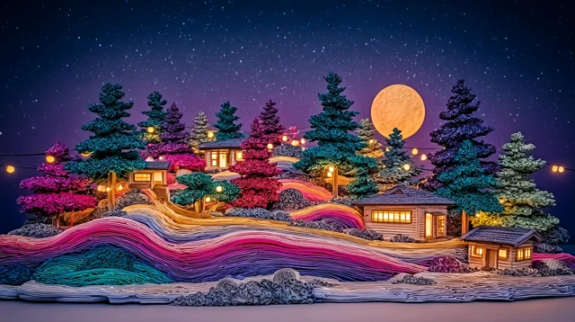 Dreamy Fantasy Village Illustration