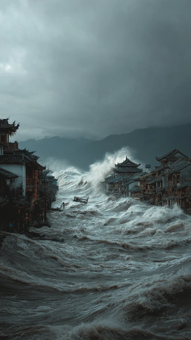 Chinese Horror City Drowned by a Giant Wave