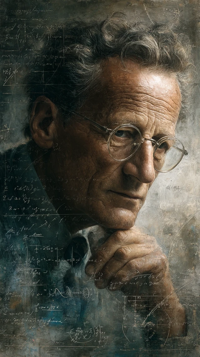 Erwin Schrodinger Portrait Physics Icon