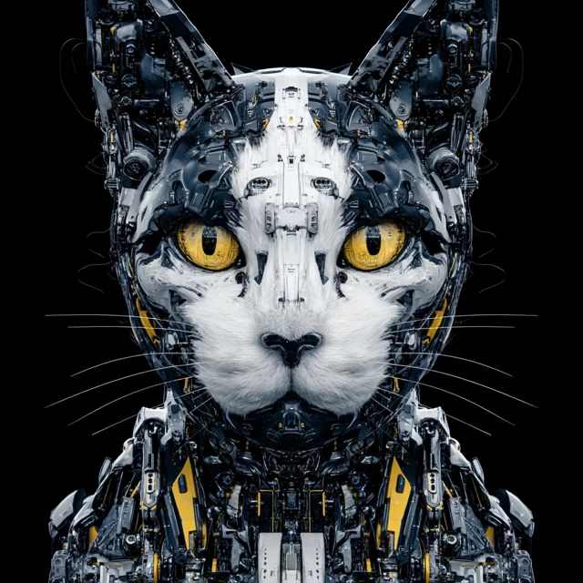 Futuristic Robot Cat Face