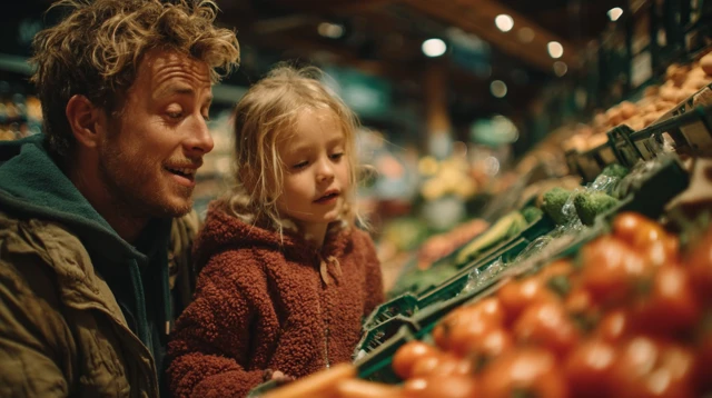 Dad and Daughter Grocery Shopping Netherlands