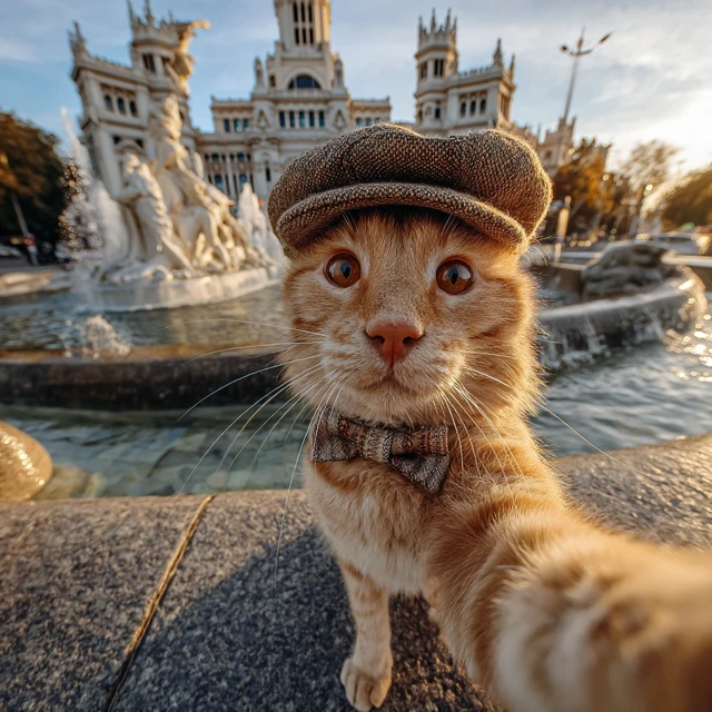 Dapper Cat Selfie in Madrid