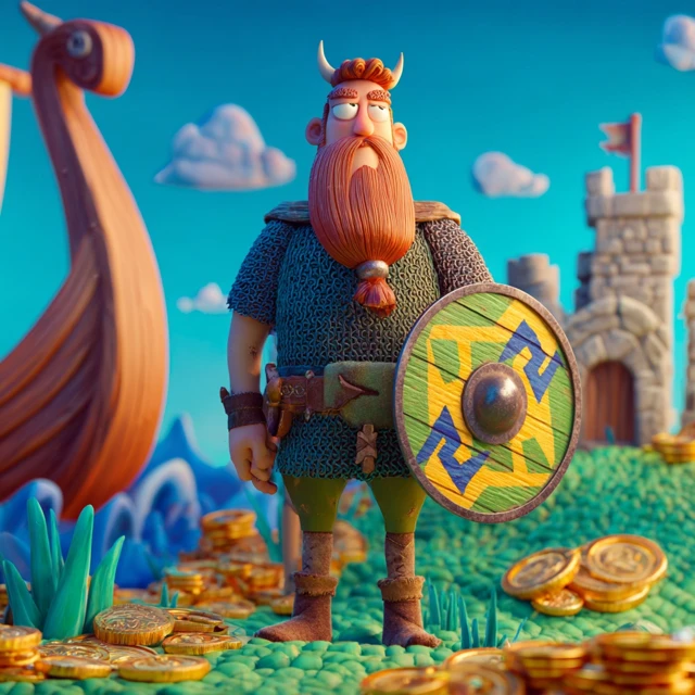 Proud Viking in Britain 3D Cartoon Illustration