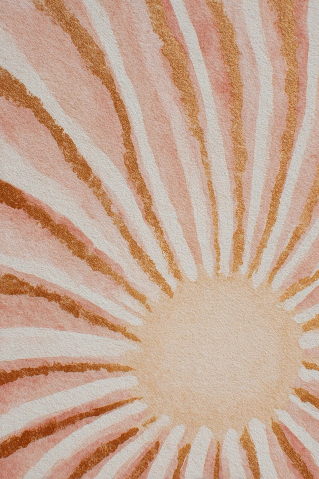 Boho Art Minimalist Sunburst Design Beige Rose