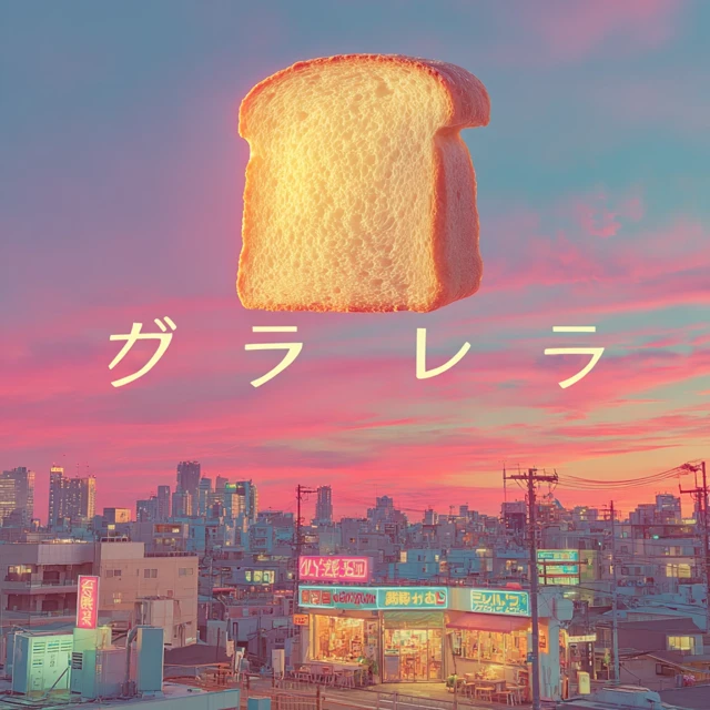 Synthwave Bread God Vaporwave Cityscape