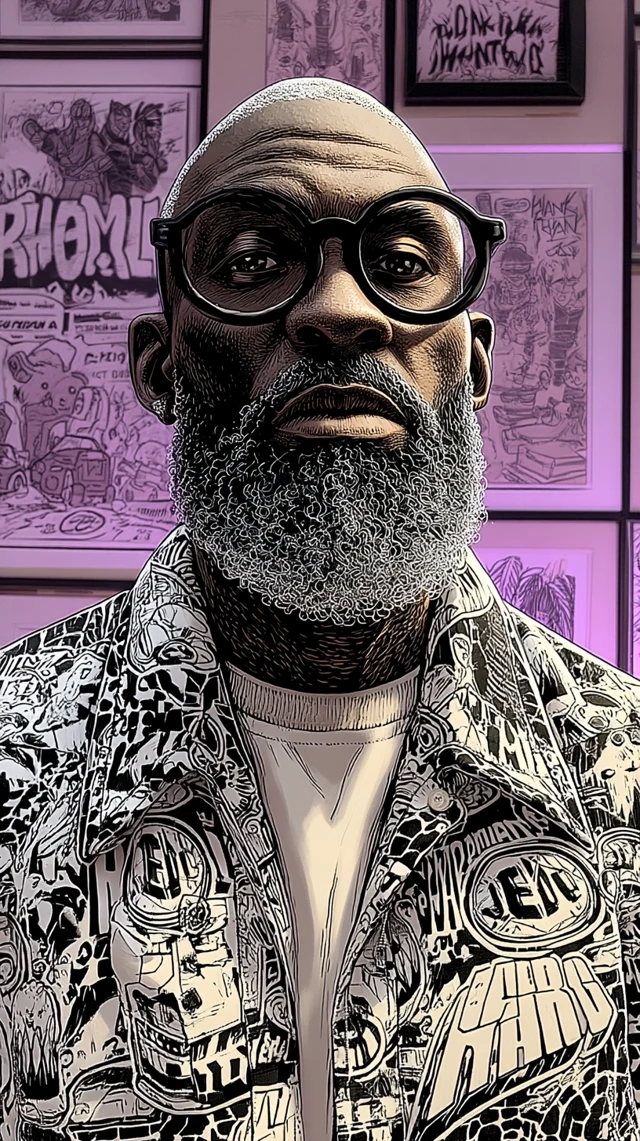 Black Male Portrait Art in the Style of a Mattel Toy