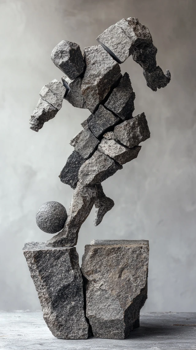 Stone Football Sculpture Nordic Minimalist Art