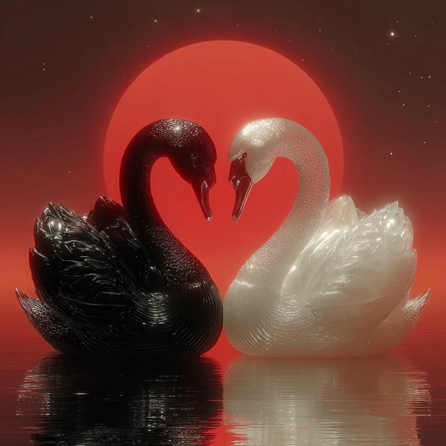 Swan Heart 3D Render Surreal Romance