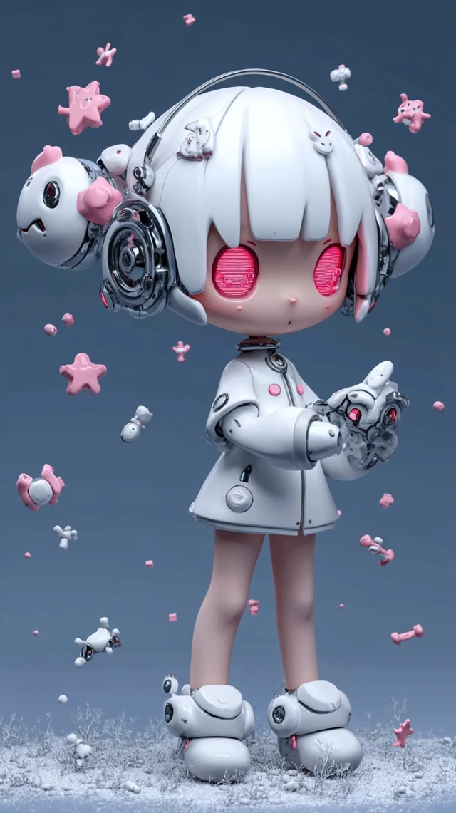 3D Chibi Robot Girl Pastel Outfit Glitch Aesthetic