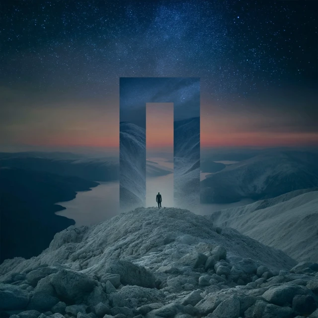 Man and Portal at Night