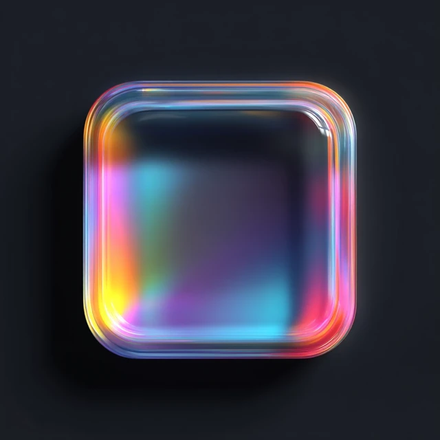 Iridescent Translucent Square on Black 3D Render