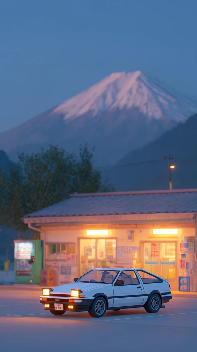 AE86 at Fujiwara Tofu Shop: Studio Ghibli Scene
