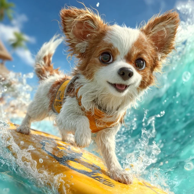 Chihuahua Surfing Adorable Dog on a Surfboard