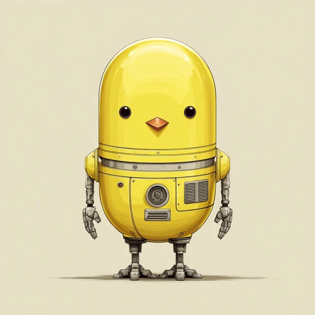 Cute Robot Chick Cartoon Illustration