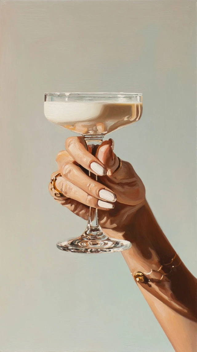 Hand Holding Espresso Martini Painting Art
