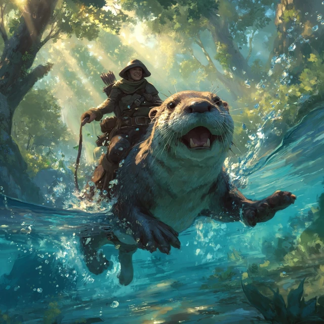 Otter Mount Fantasy Adventure Illustration
