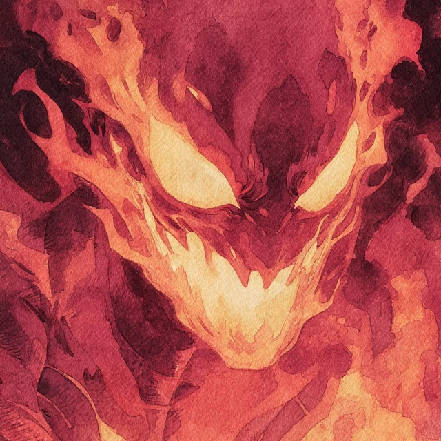 Flaming Superhero Watercolor Portrait