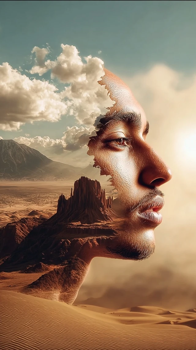 Surreal Face Landscape Digital Art
